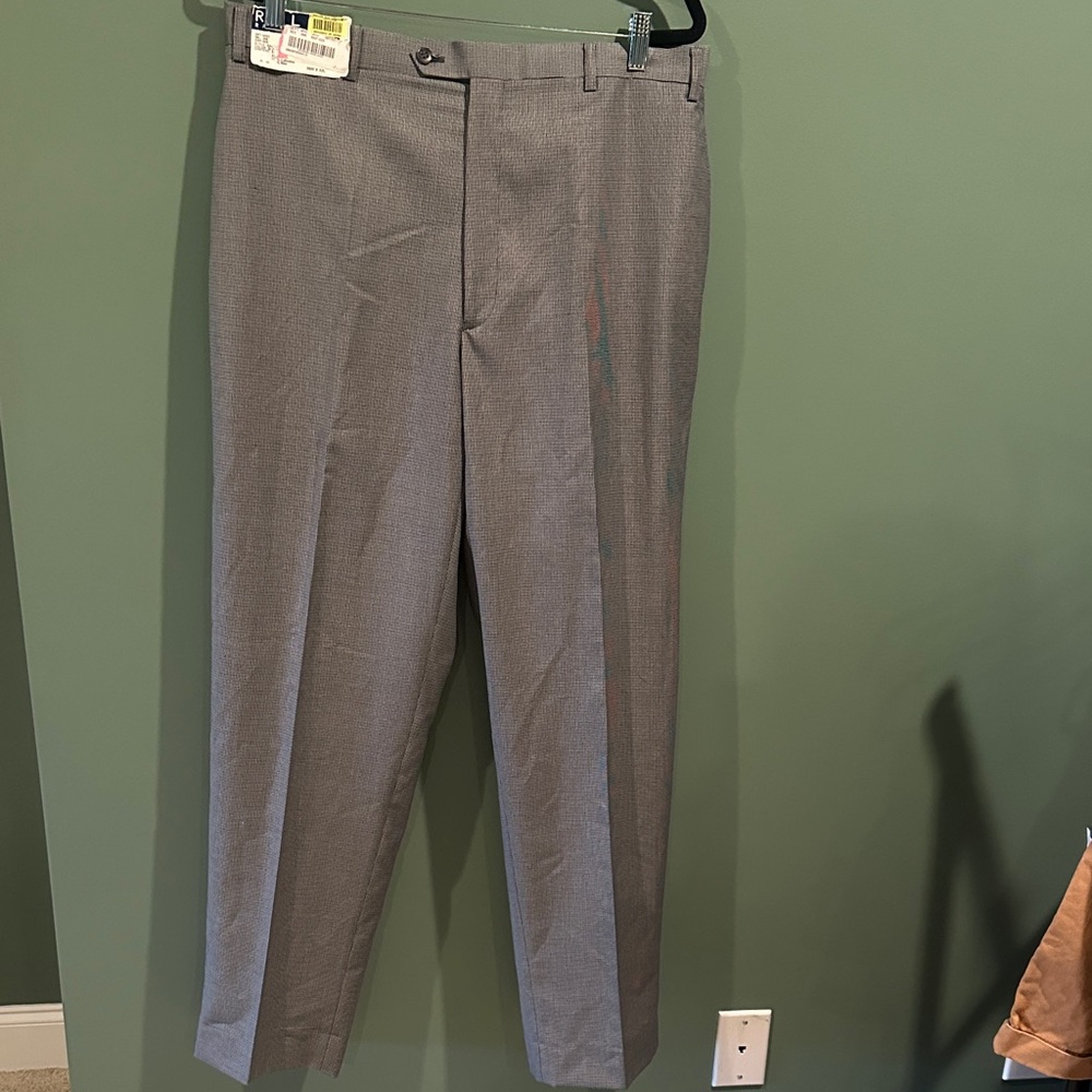 Ralph Lauren Men's Gray Houndstooth Dress Pants 36x32